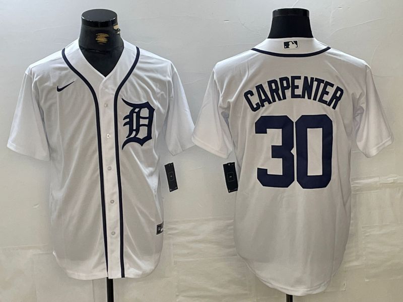 Men Detroit Tigers #30 Carpenter White stripe Game 2024 Nike MLB Jersey style 1->detroit tigers->MLB Jersey